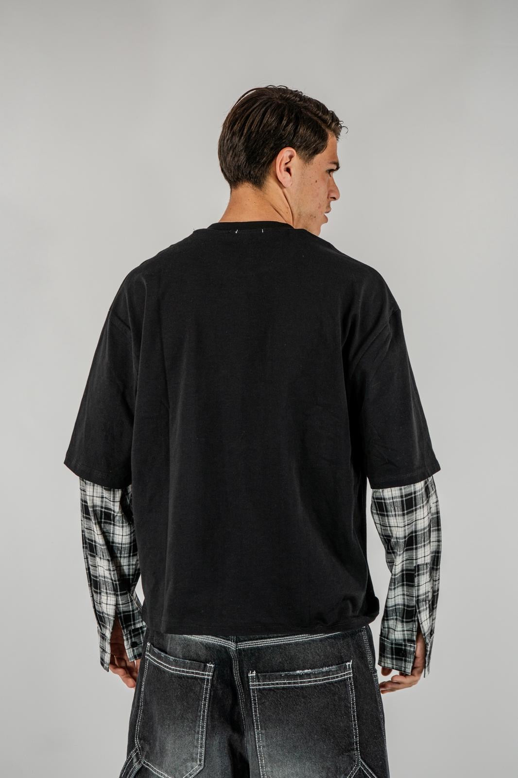 MAGLIA DOPPIAMANICA CAMICIA-NERA