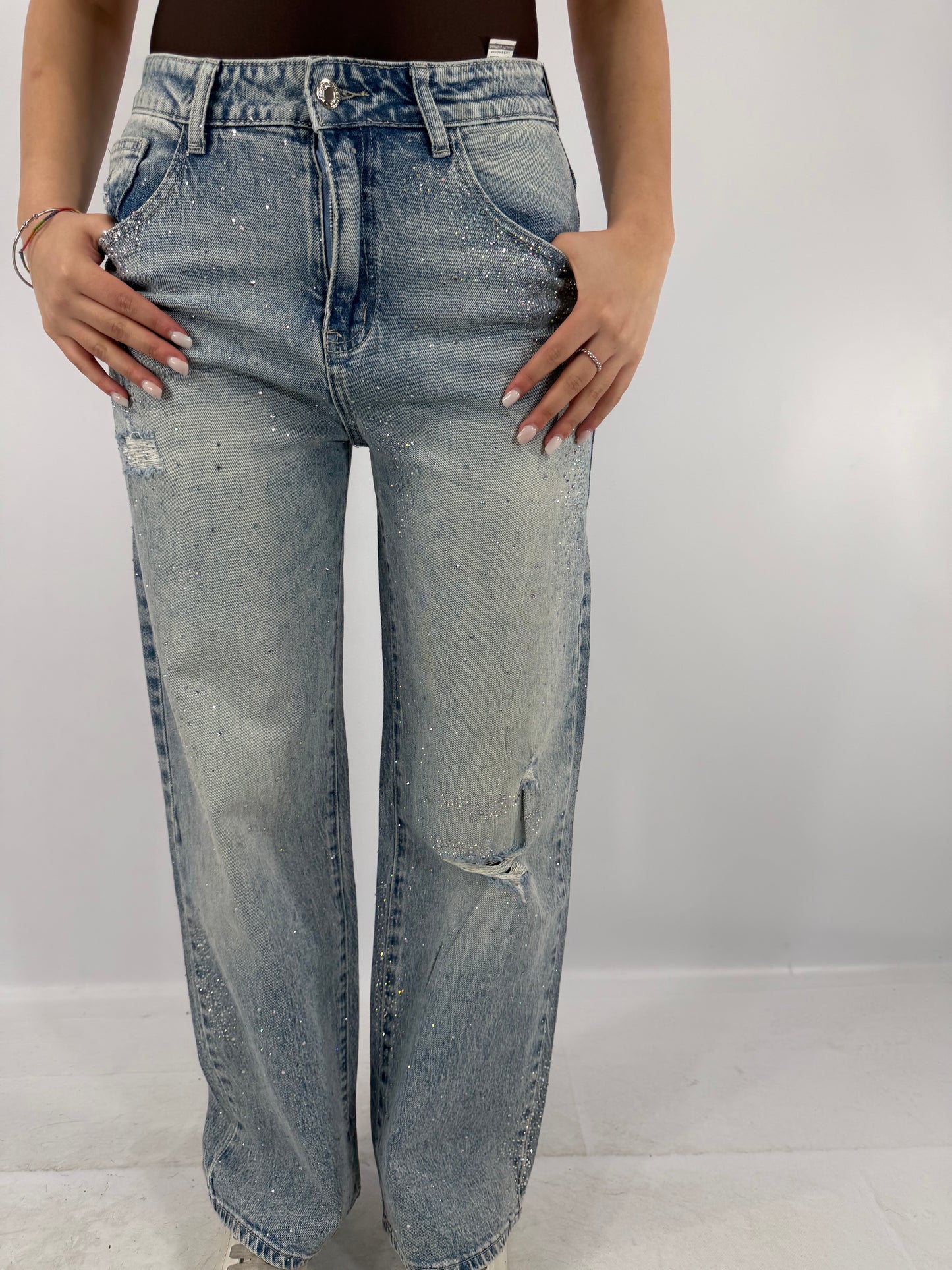 JEANS STRAPPI BRILLANTINI