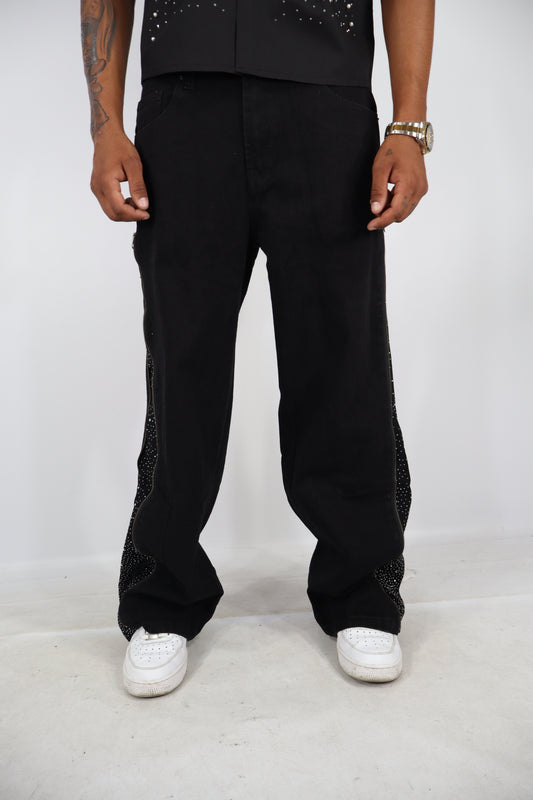 JEANS ZIP BRILLANTINI NERI