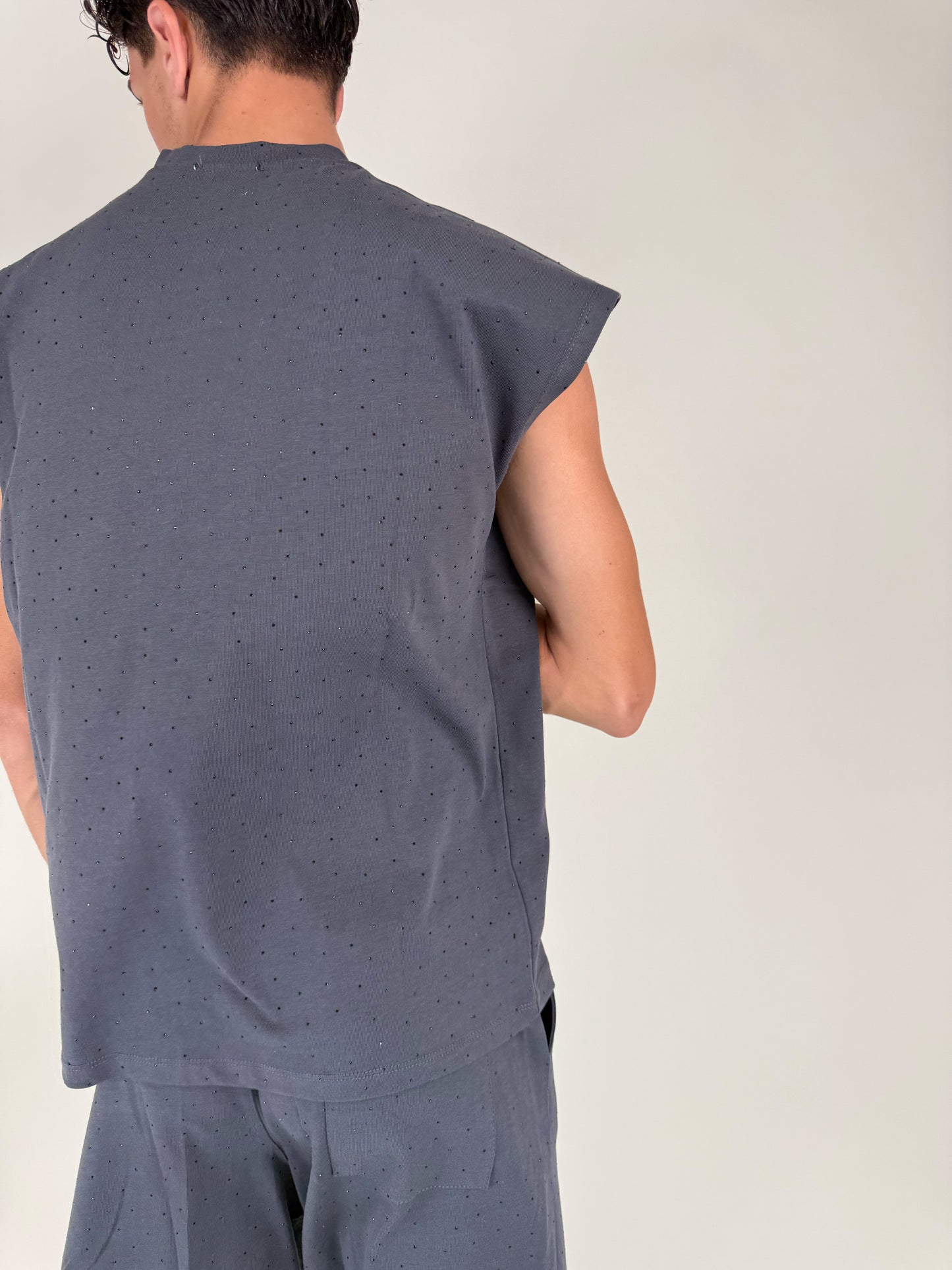 COORDINATO CROP GLITTER NERI