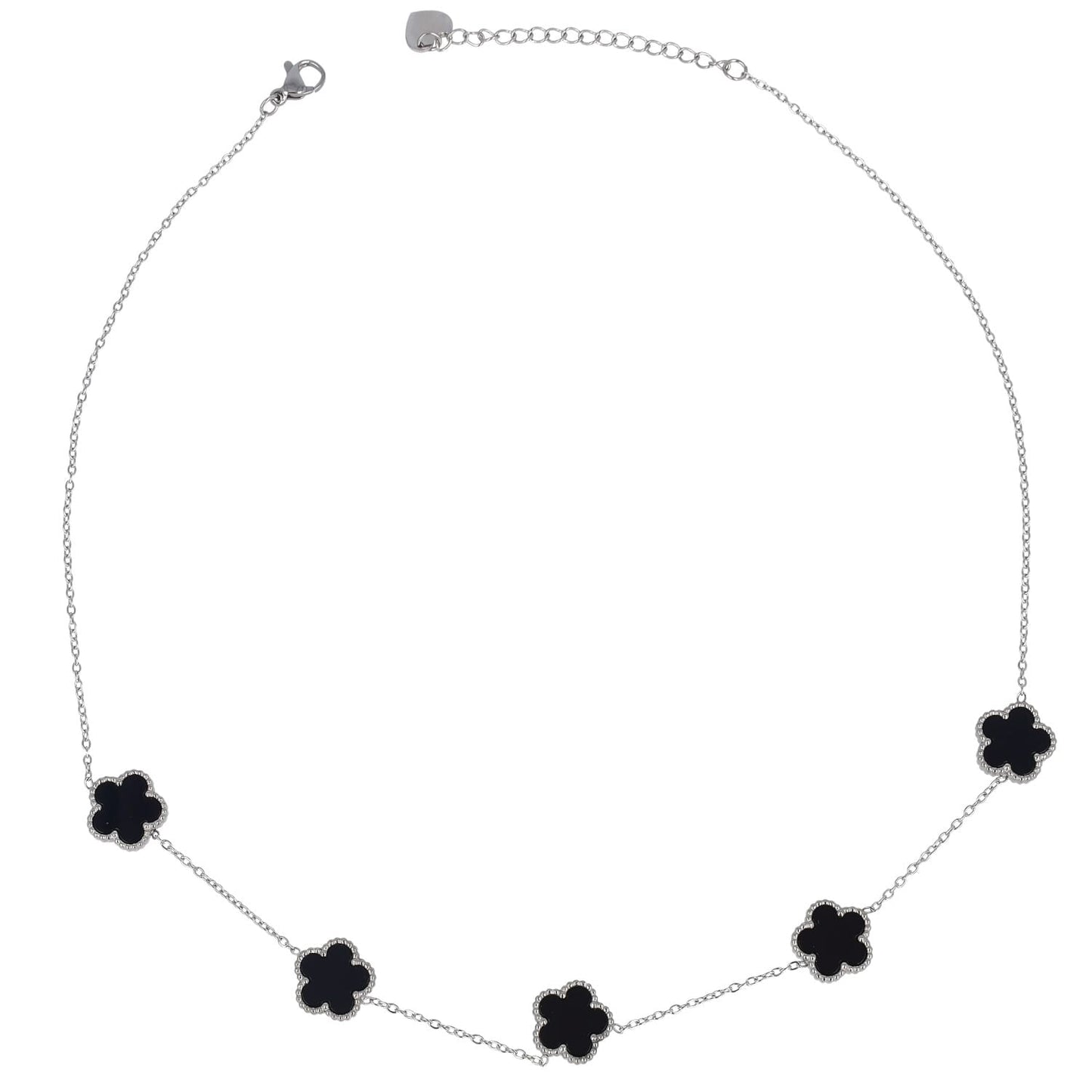 COLLANA RODIO FIORI - NERO