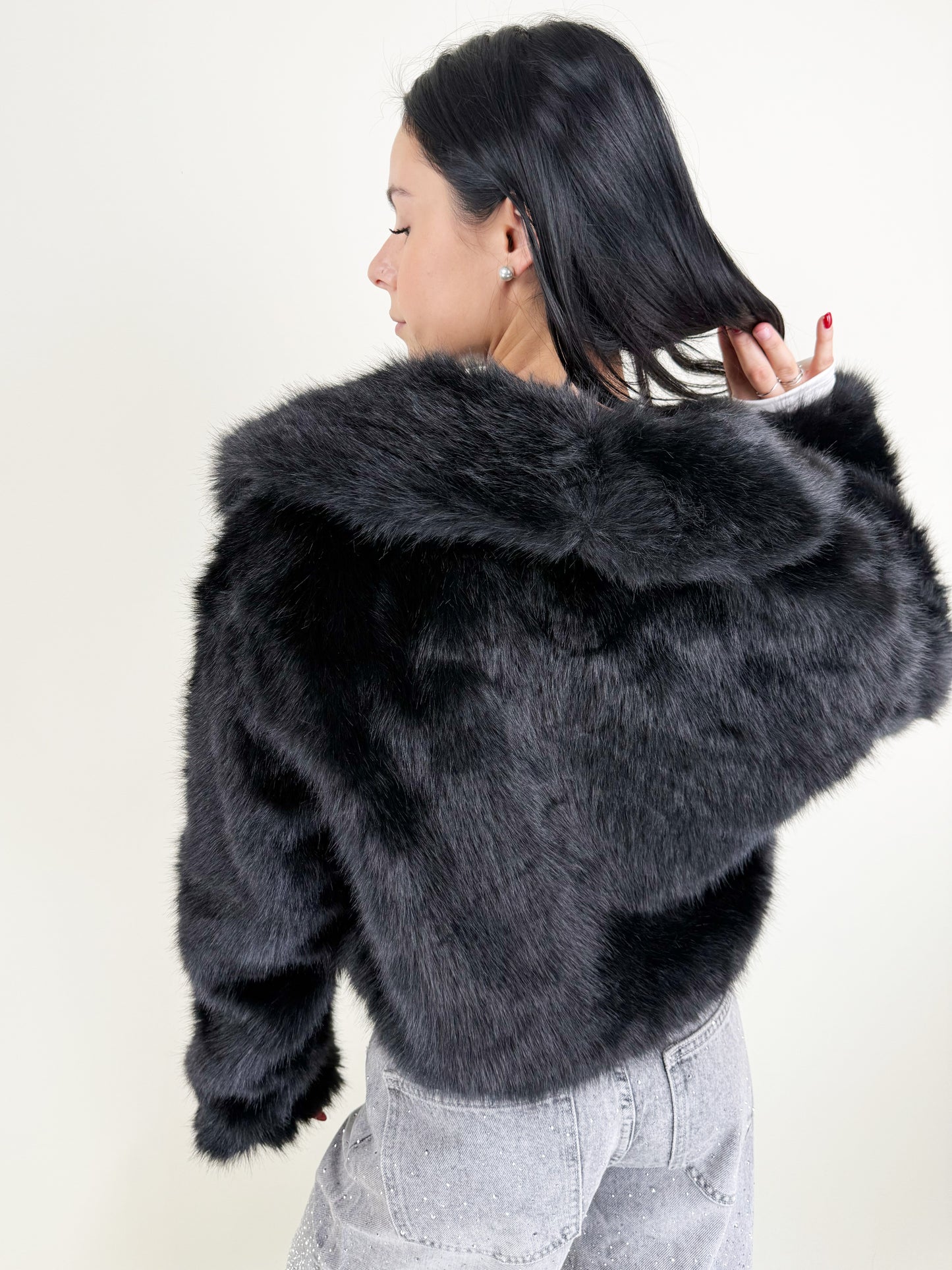 PELLICCIA CROP-NERO