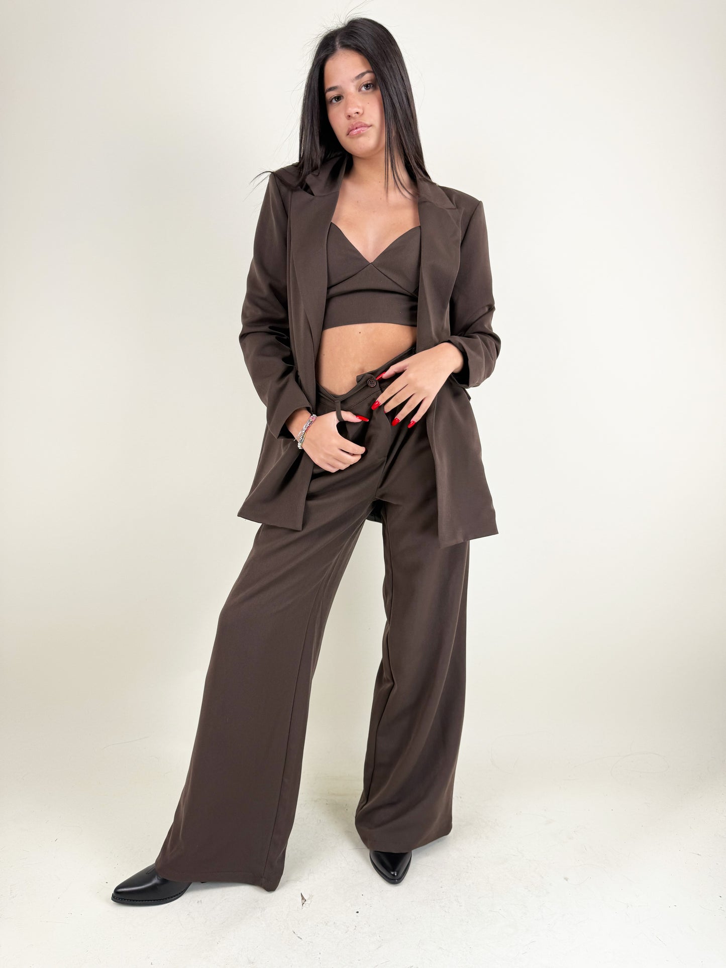 COORDINATO OVERSIZE 3 PEZZI-MARRONE