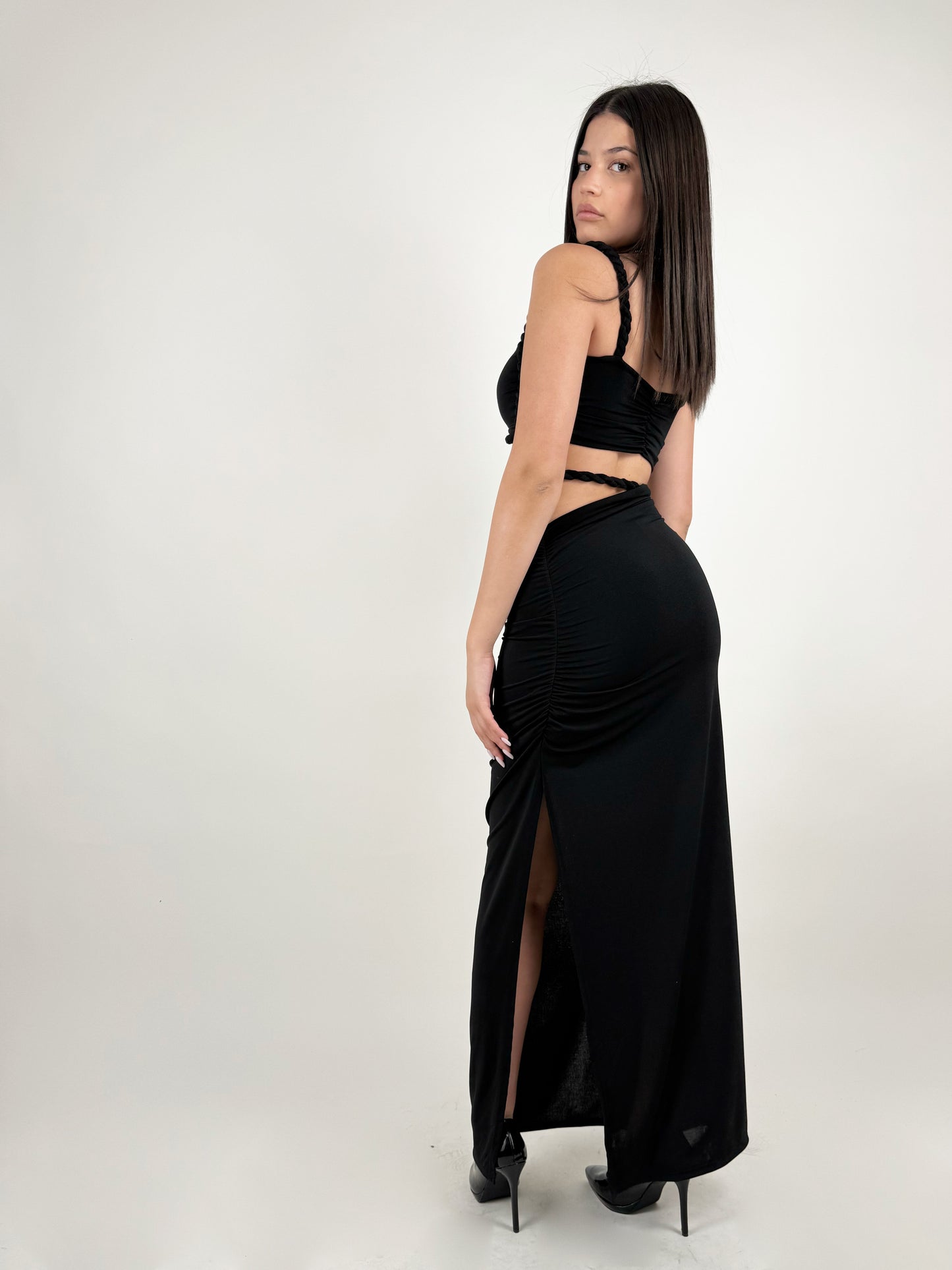 SET NERO CUT-OUT CON GONNA SPACCO