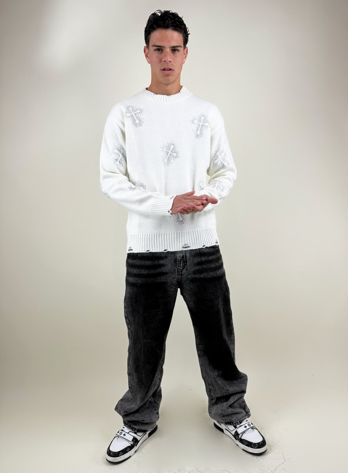 MAGLIONE CROCI-BIANCO