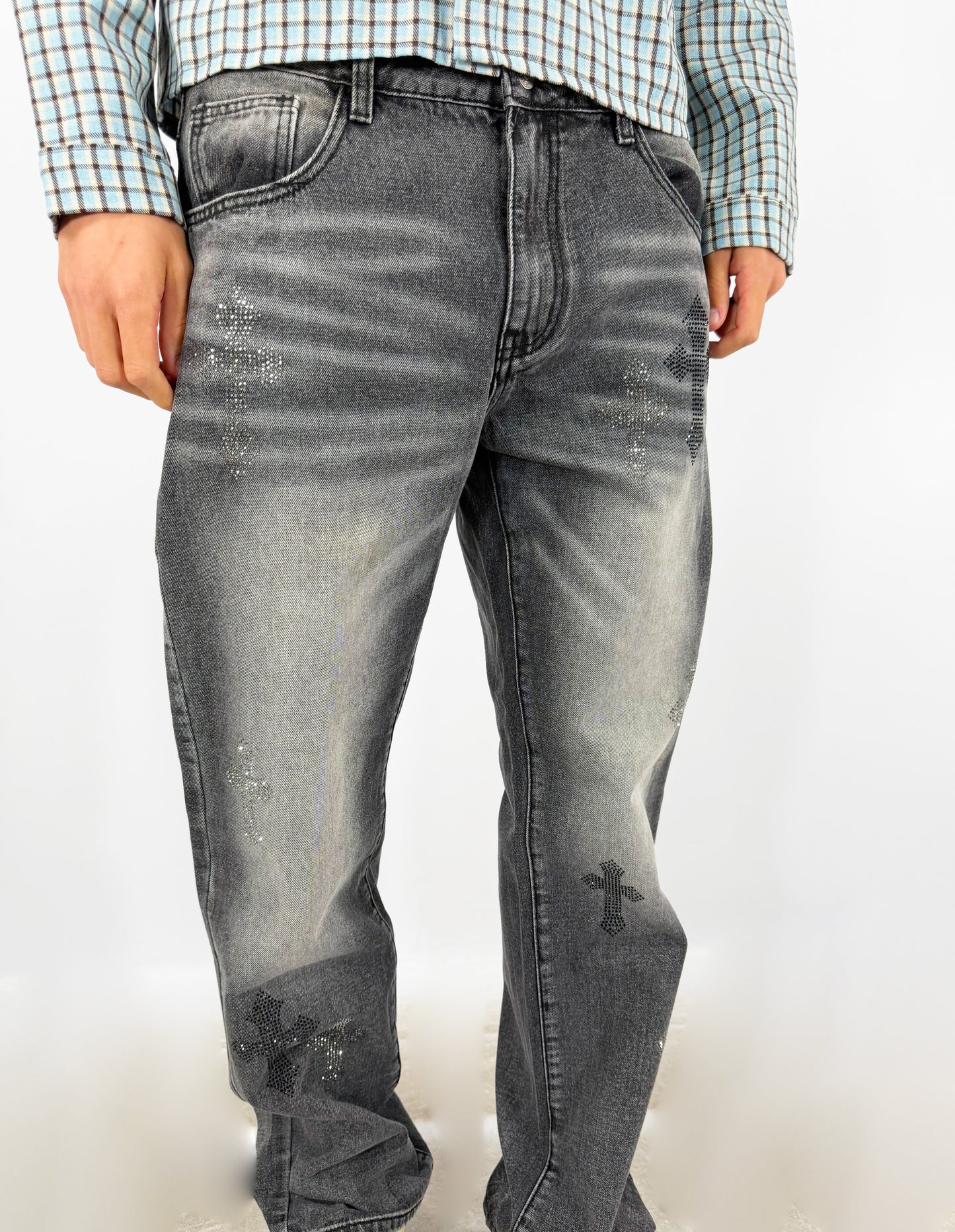 JEANS CROCI FLARE- GRIGIO