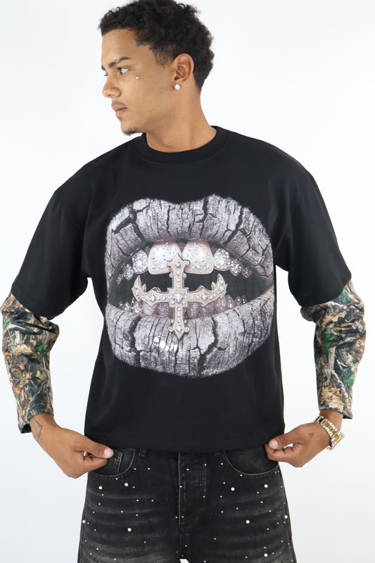 MAGLIA LONG SLEEVE STAMPA NERA
