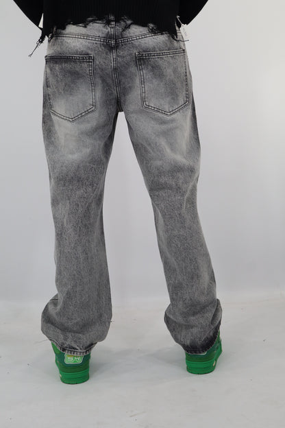 JEANS GRIGIO WASHED STRASS