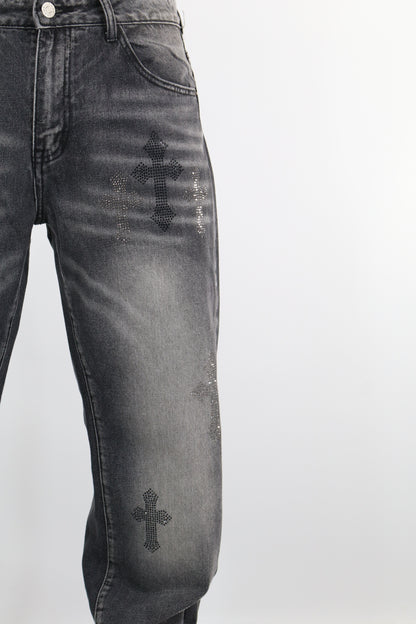 JEANS BAGGY CROCI STRASS