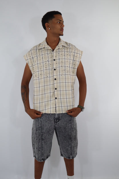 BERMUDA JEANS BRILLANTINI GRIGI