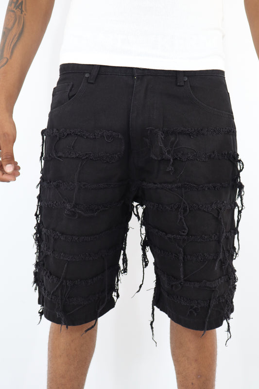 BERMUDA JEANS SFRANGIATI NERI