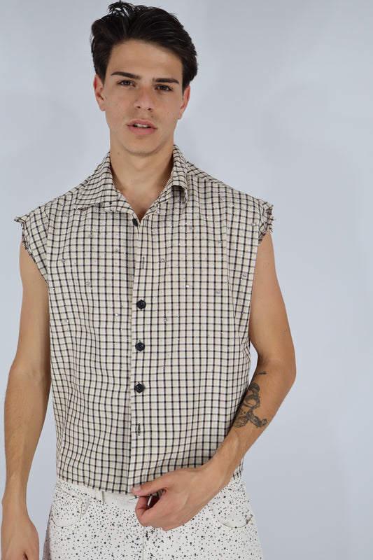 CAMICIA BRILLANTINI BEIGE