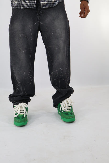 JEANS BAGGY CROCI STRASS