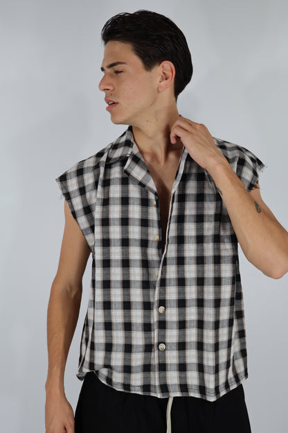 CAMICIA CANOTTA QUADRI BEIGE