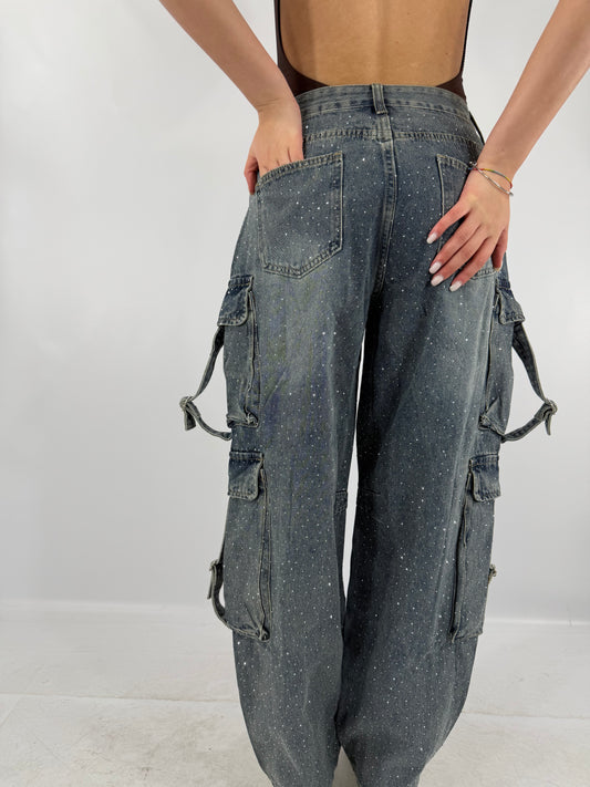 JEANS CARGO BRILLANTINI