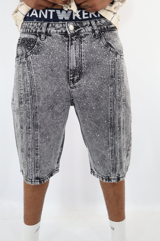 BERMUDA JEANS BRILLANTINI GRIGI