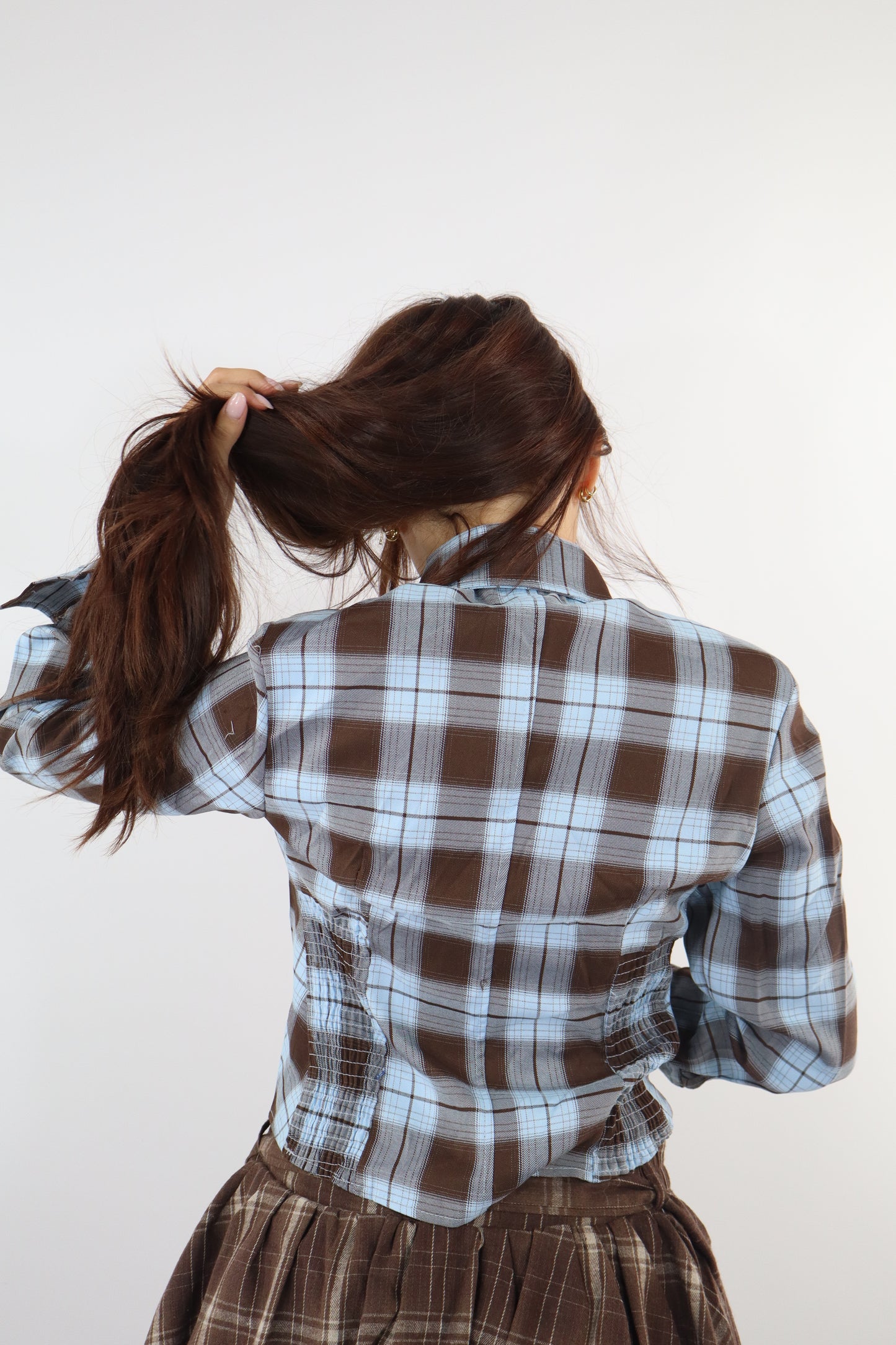 CAMICIA QUADRI CORSETTO AZZURRA