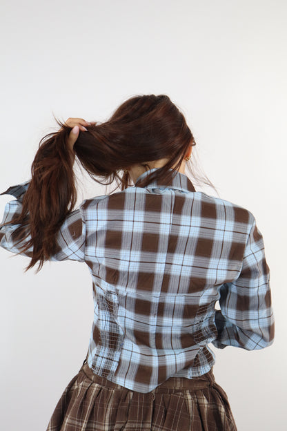 CAMICIA QUADRI CORSETTO AZZURRA
