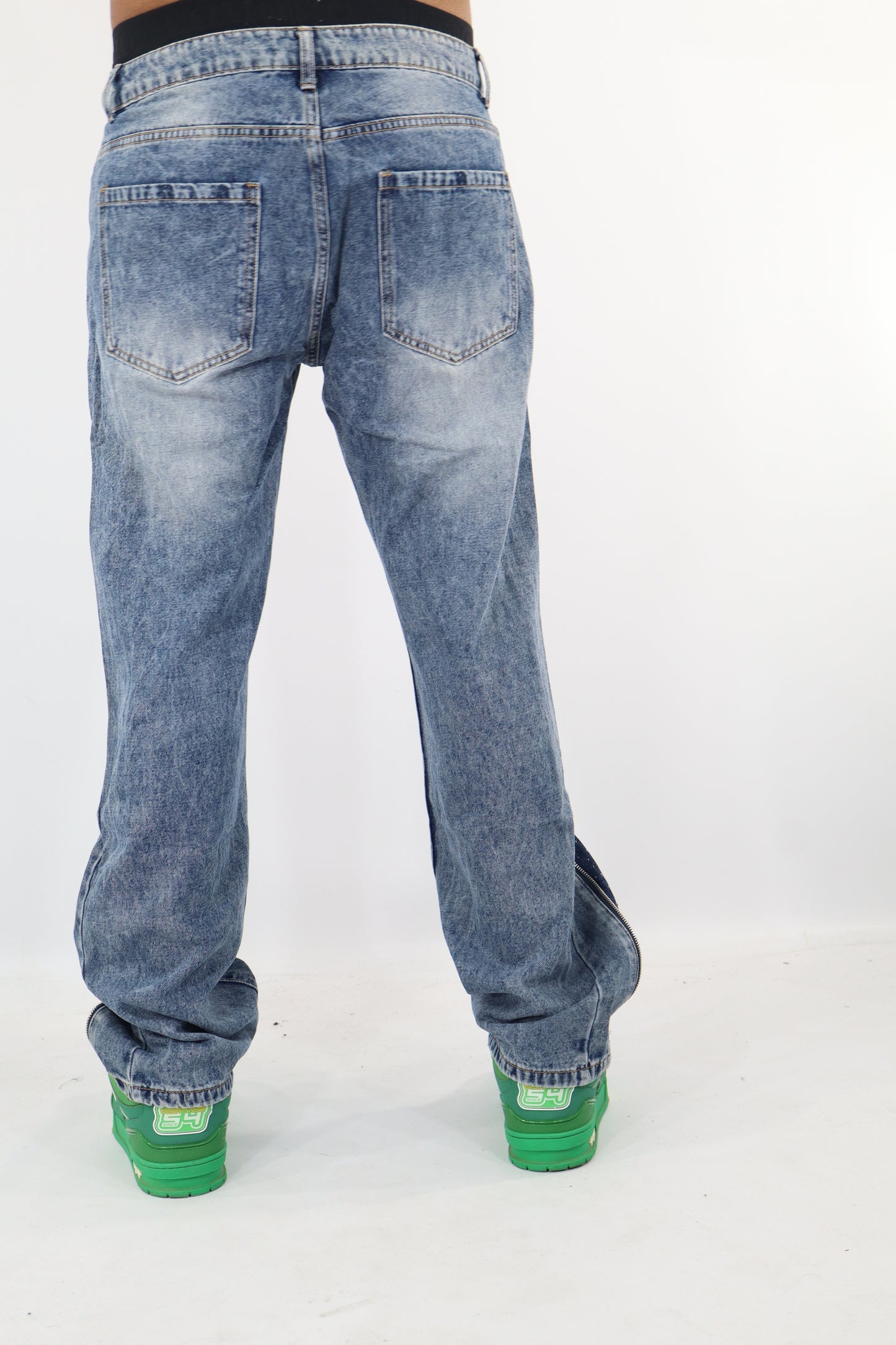 JEANS BAGGY ZIP PERLE STRASS
