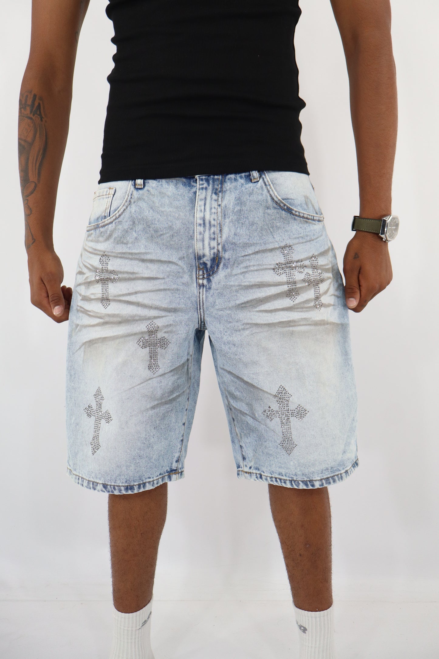 BERMUDA JEANS CROCI SFUMATE