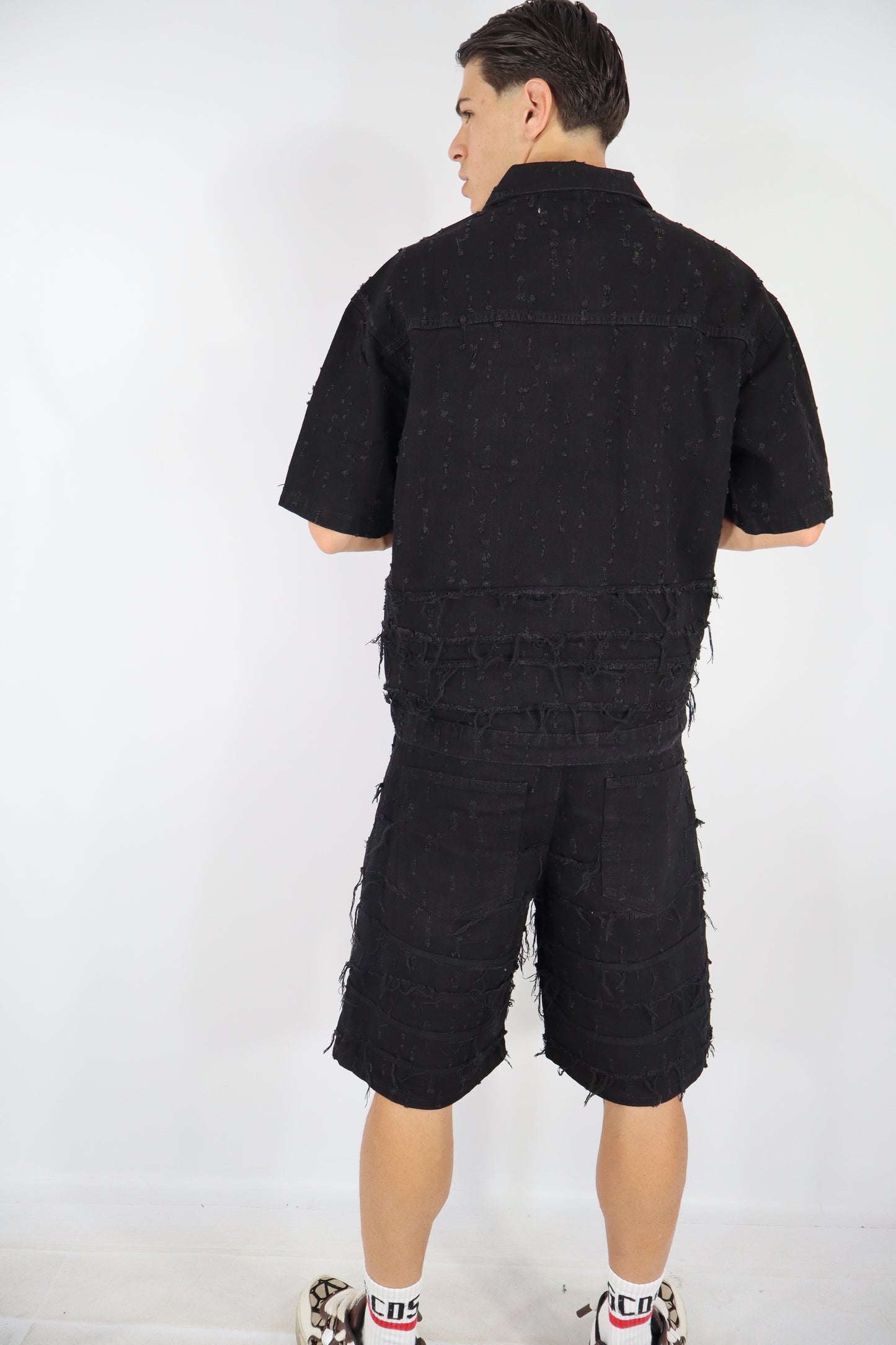 COORDINATO JEANS SFRANGIATO NERO