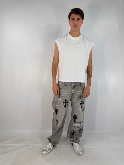 JEANS BAGGY STRAPPI CROCI