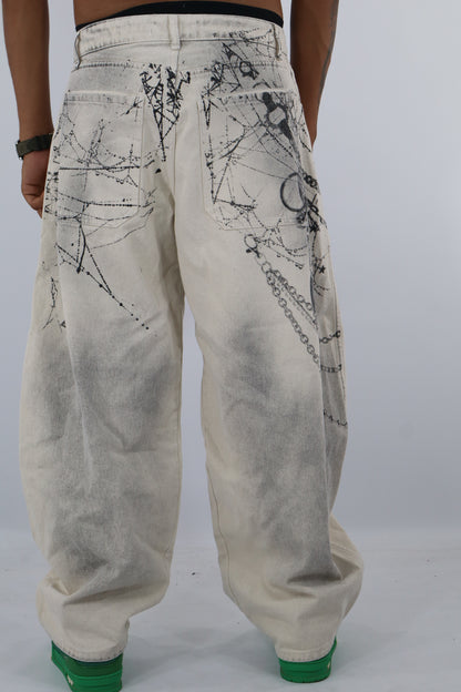 JEANS BAGGY BEIGE STAMPE