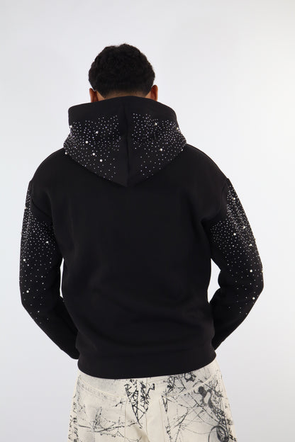 FELPA NERA ZIP STRASS