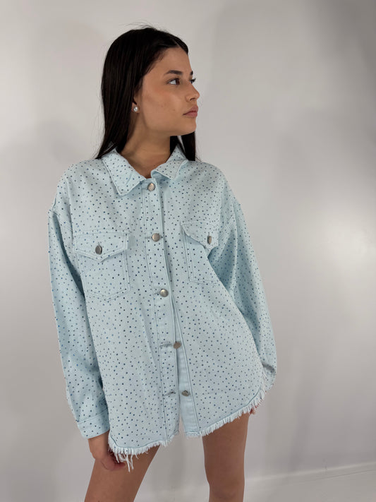 CAMICIA JEANS BRILLANTINI-AZZURRA