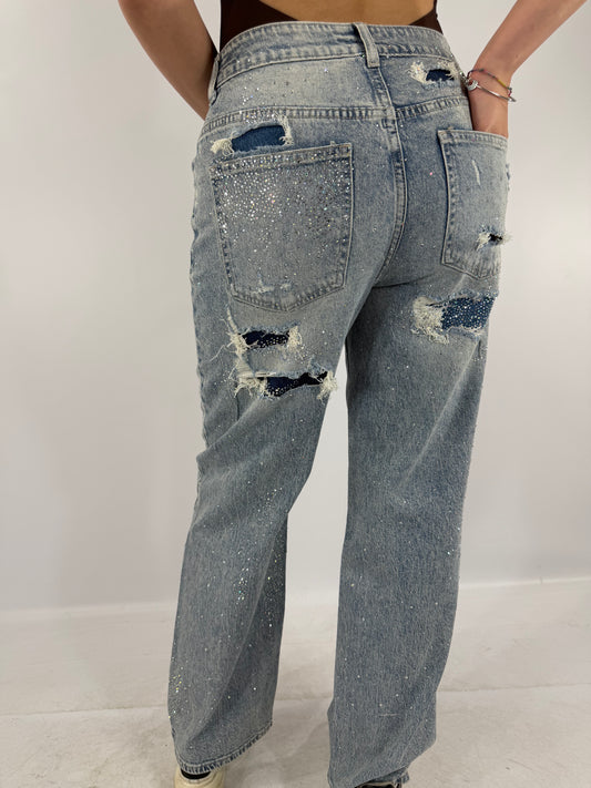 JEANS STRAPPI BRILLANTINI