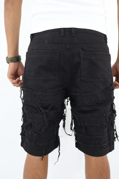 BERMUDA JEANS SFRANGIATI NERI