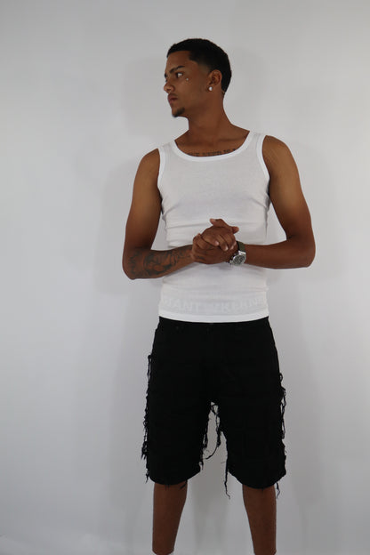 BERMUDA JEANS SFRANGIATI NERI