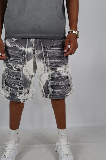 BERMUDA JEANS STRAPPI GRIGI