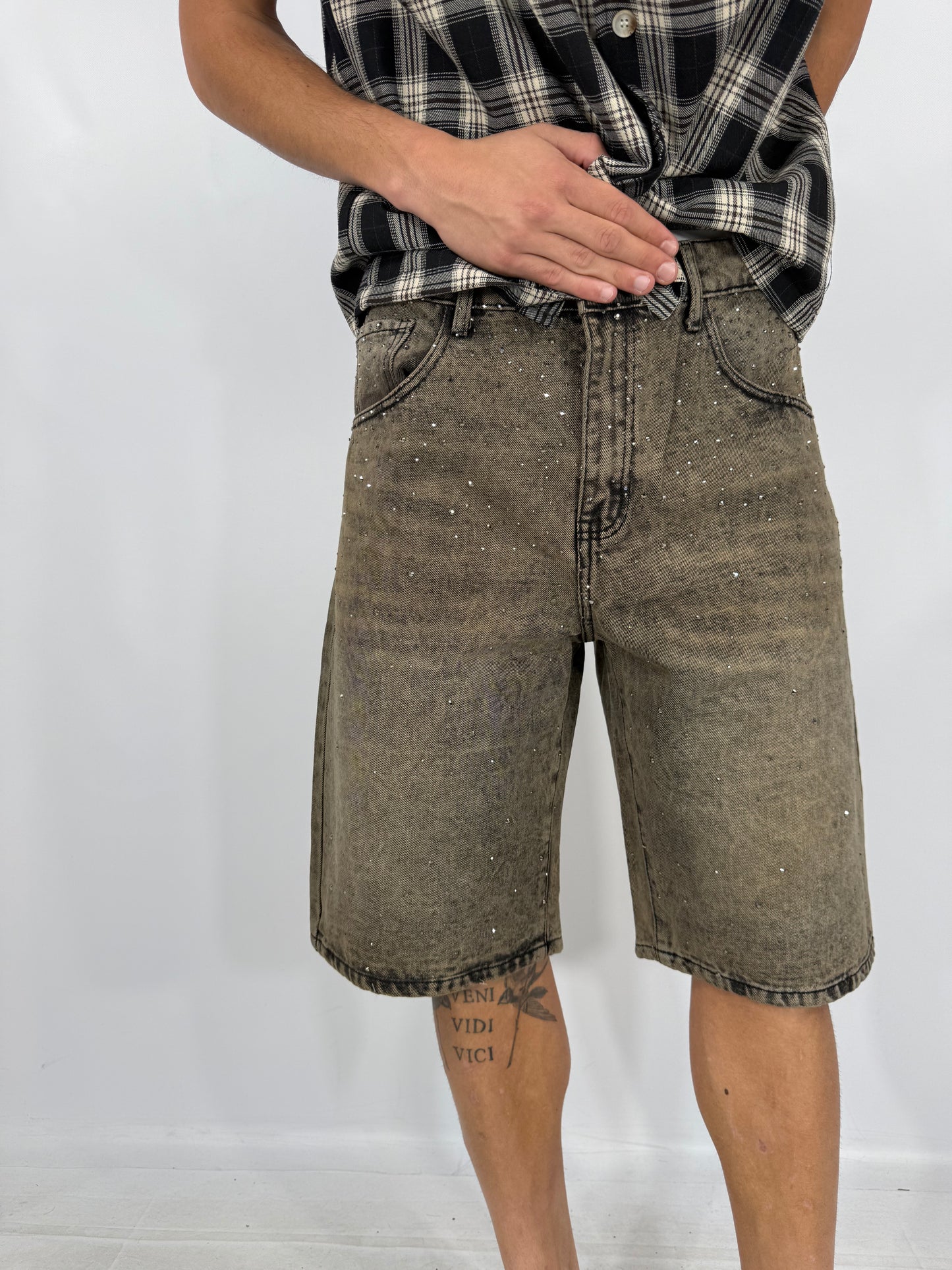 BERMUDA JEANS VINTAGE BRILLANTINI