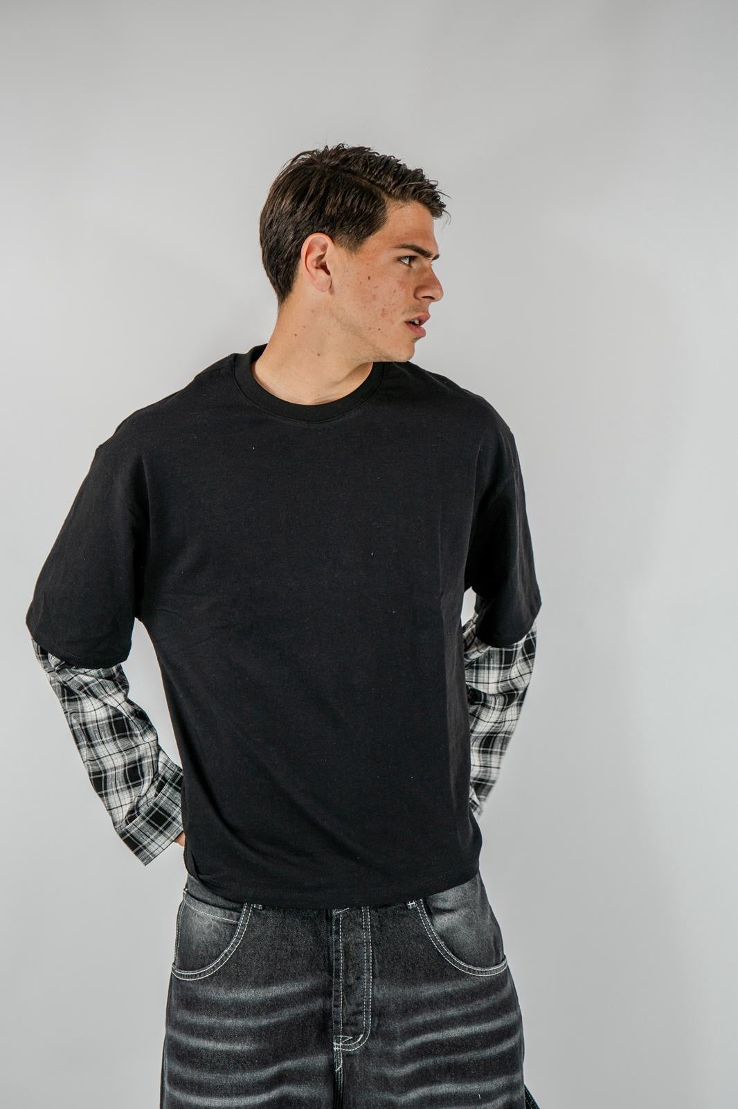 MAGLIA DOPPIAMANICA CAMICIA-NERA