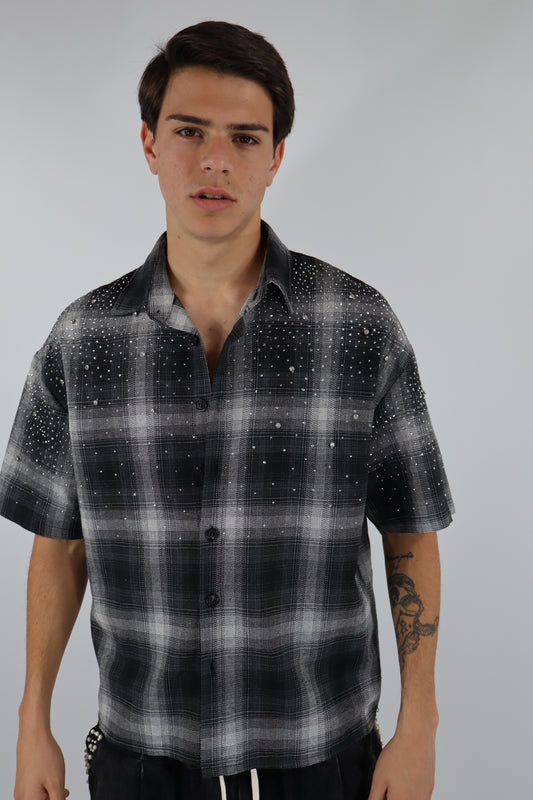 CAMICIA QUADRI STRASS