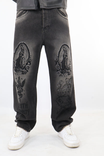JEANS BAGGY STAMPA