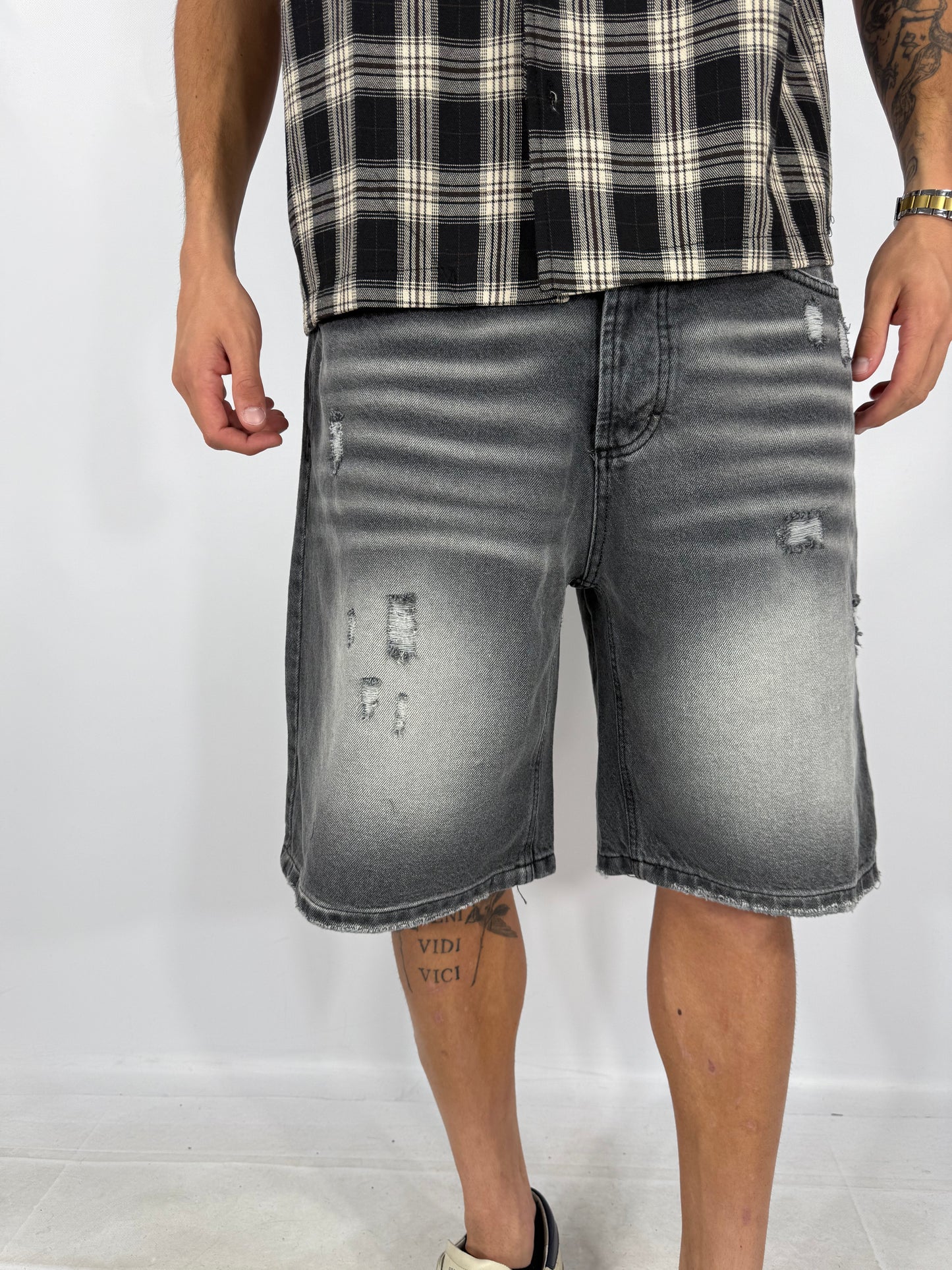 BERMUDA JEANS GRIGI