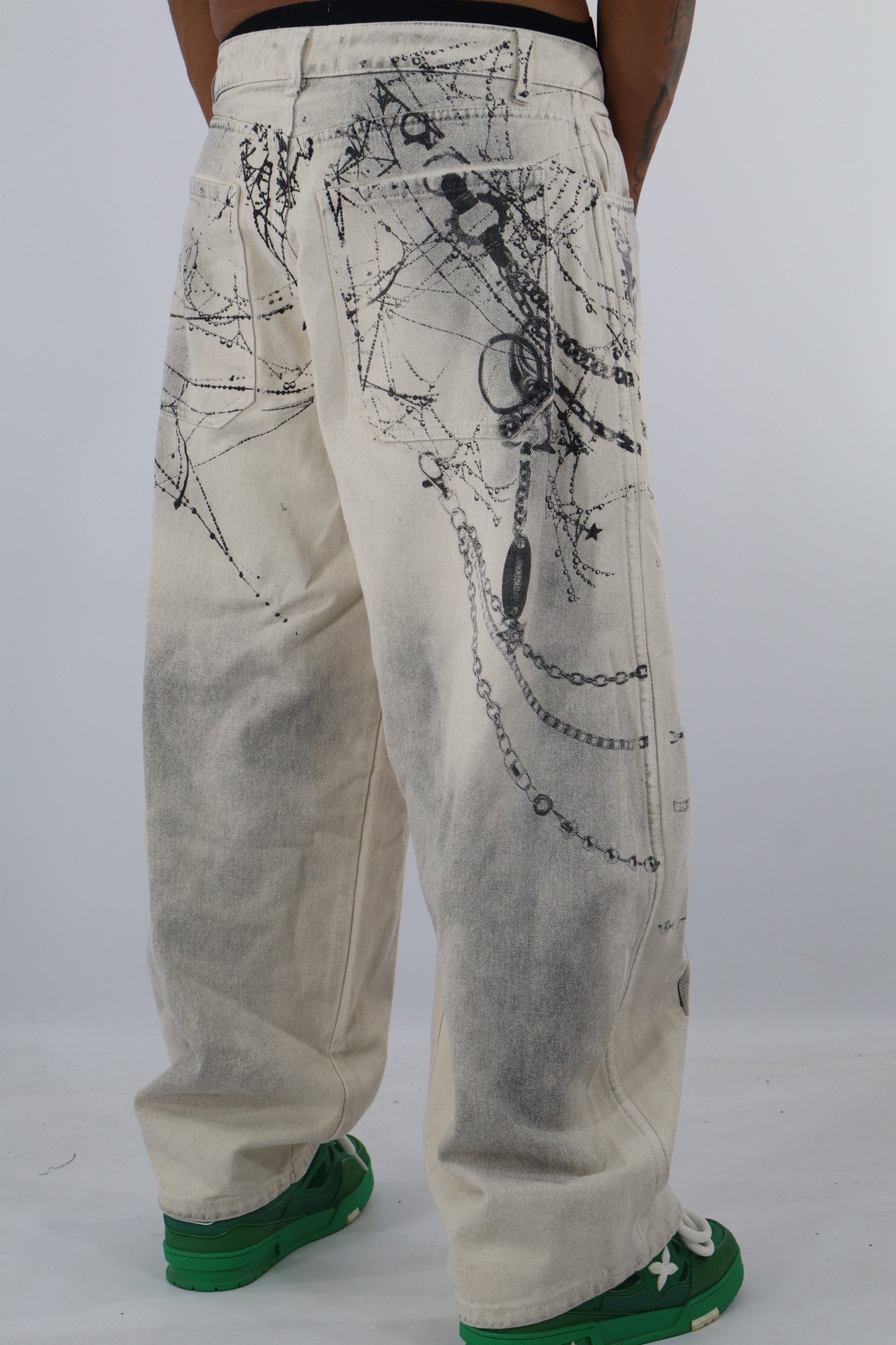 JEANS BAGGY BEIGE STAMPE