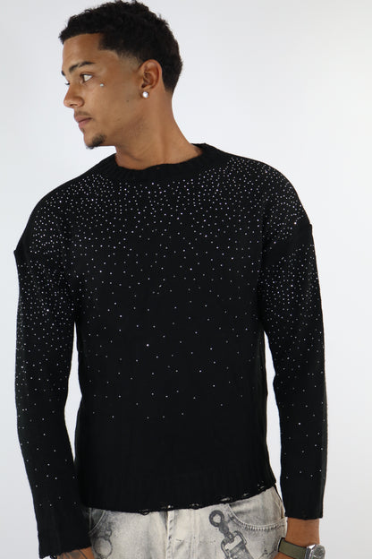 MAGLIONE NERO STRASS