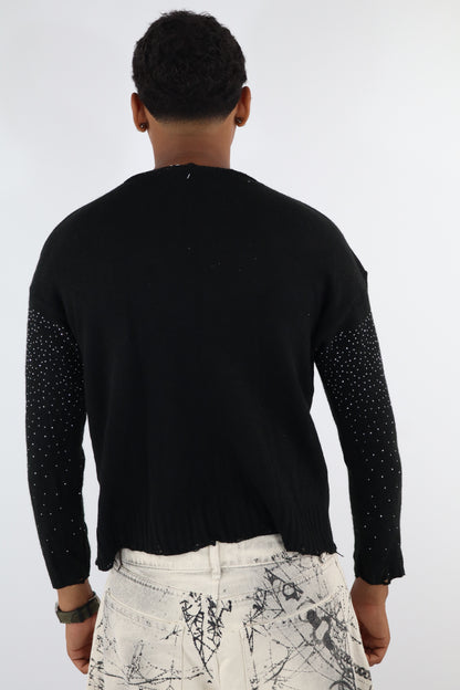 MAGLIONE NERO STRASS