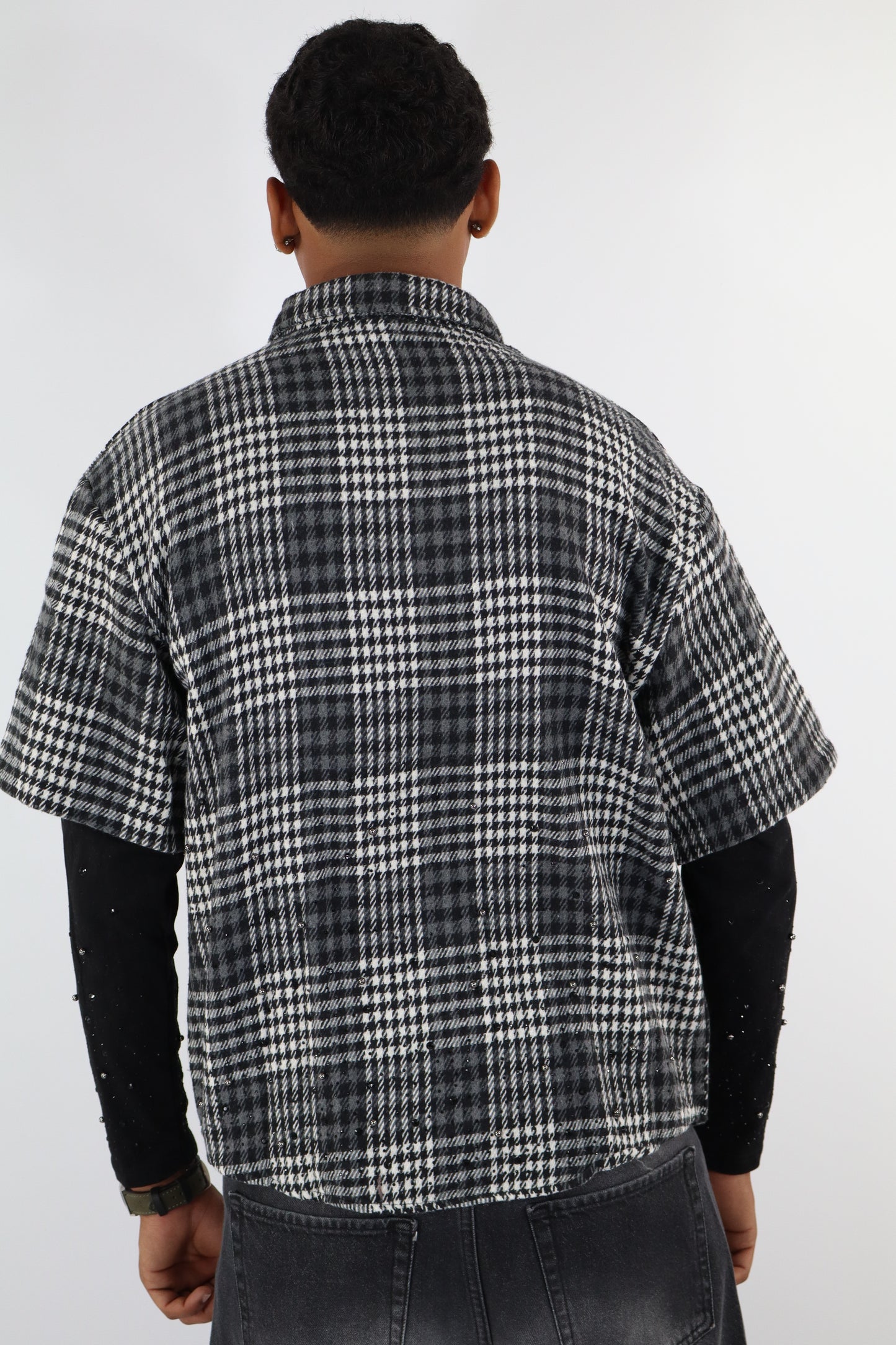 CAMICIA LAYERED QUADRI STRASS