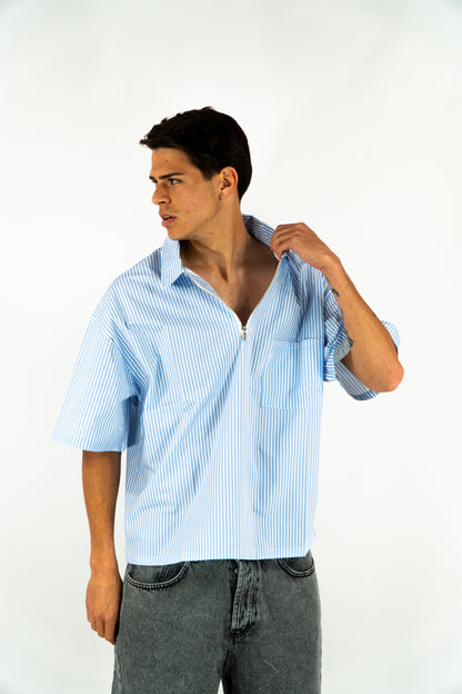 T-SHIRT CAMICIA AZZURRA