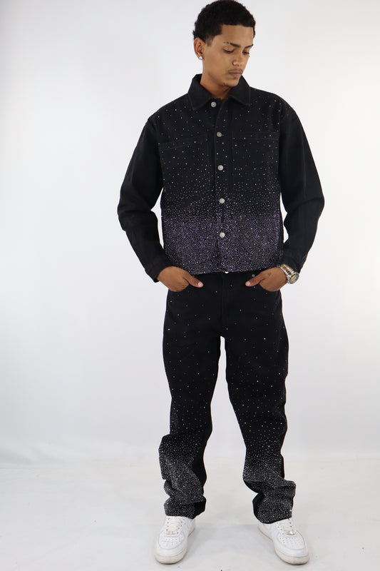 COORDINATO JEANS GLITTER NERO