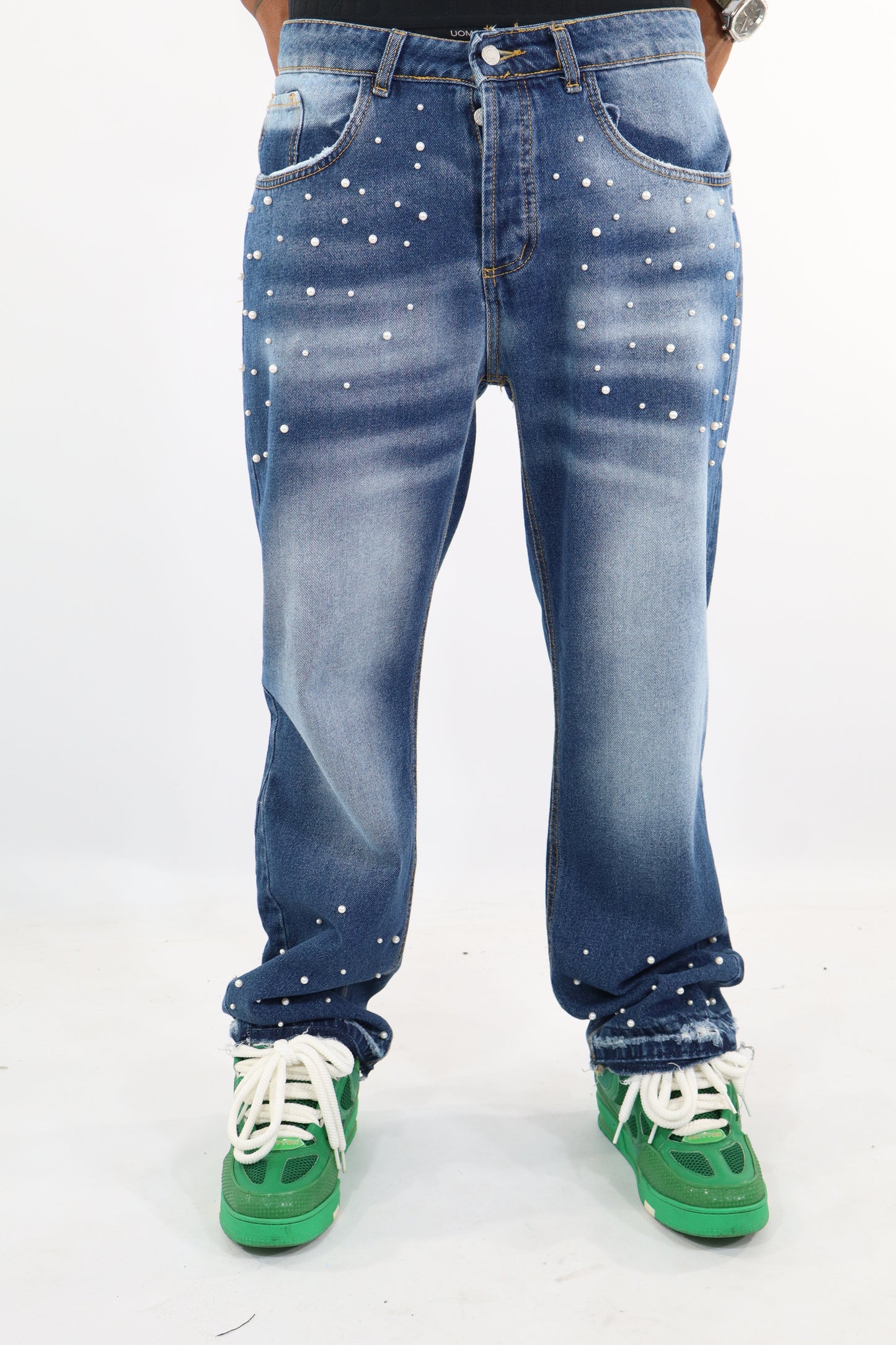 JEANS BLU FLARE PERLE