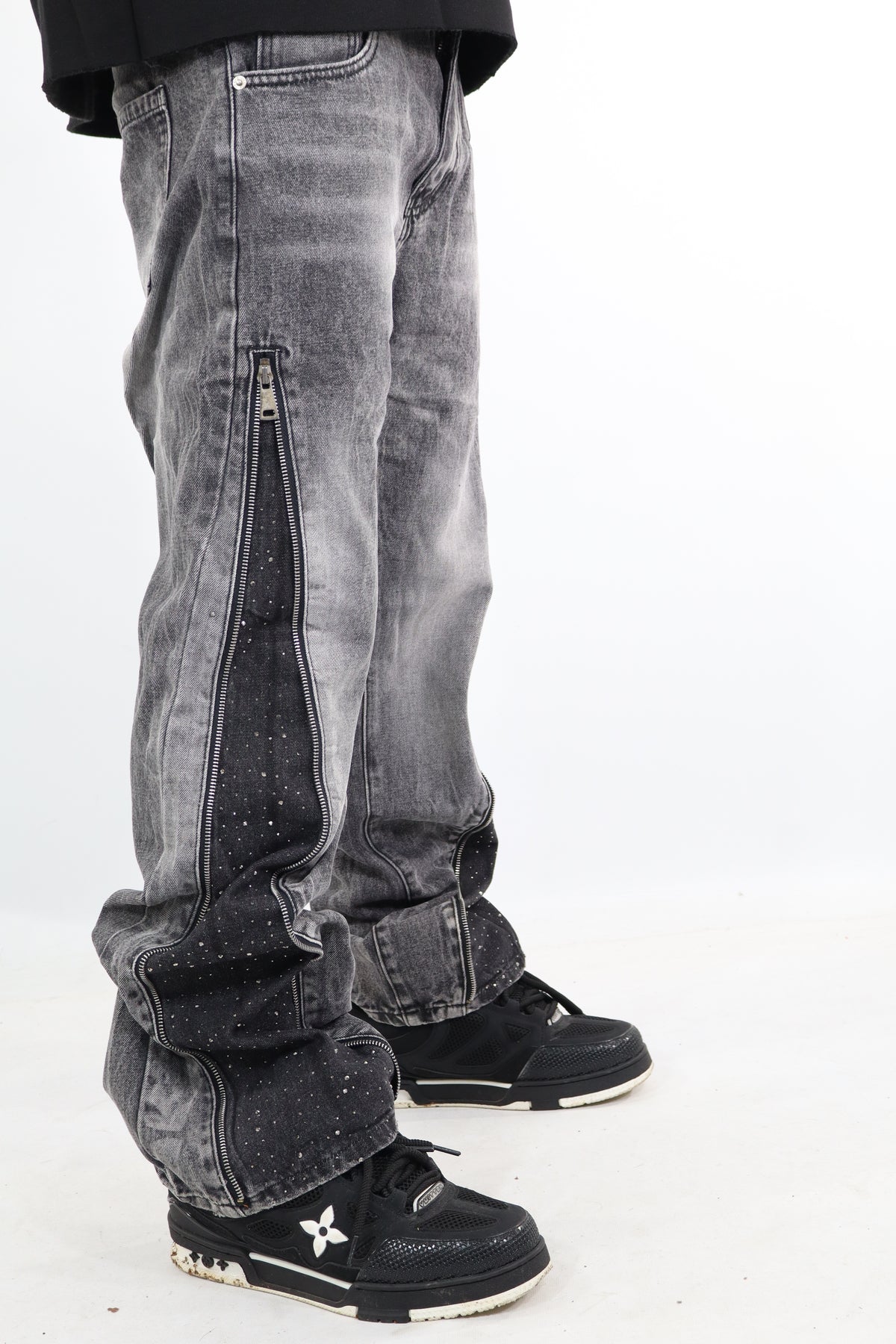 JEANS FLARE GRIGI GLITTER