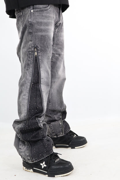 JEANS FLARE GRIGI GLITTER