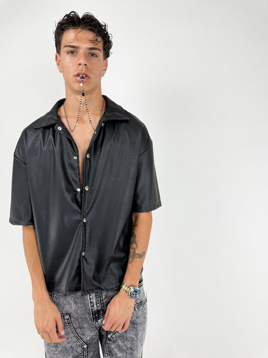 T-SHIRT CAMICIA EFFETTO PELLE