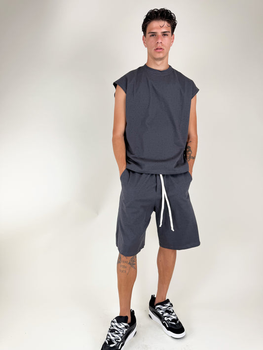 COORDINATO CROP GLITTER NERI