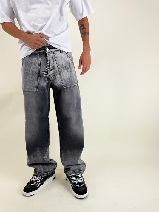 JEANS STRAIGHT MAXI TASCHE